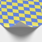 Blauw Geel Geruit Diamant Patroon Cadeaupapier (Hoek)