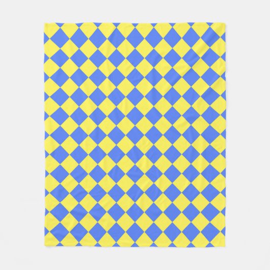 Blauw Geel Geruit Diamant Patroon Fleece Deken (Voorkant)