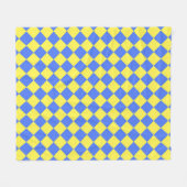Blauw Geel Geruit Diamant Patroon Fleece Deken (Voorkant (Horizontaal))
