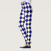 Blauw Geel Geruit Diamant Patroon Leggings (Links)