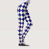Blauw Geel Geruit Diamant Patroon Leggings (Rechts)