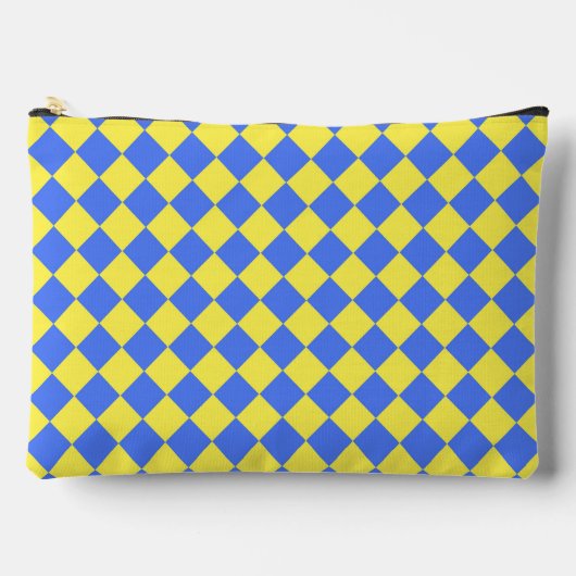 Blauw Geel Geruit Diamantpatroon Groot Etui (Voorkant)