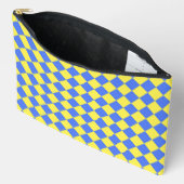 Blauw Geel Geruit Diamantpatroon Groot Etui (Open)