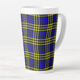 Blauw Geel Geruit Geruit Naadloos Patroon Latte Mok