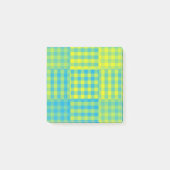 Blauw Geel Geruit Patchwork Patroon Post-it® Notes (Voorkant)