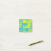 Blauw Geel Geruit Patchwork Patroon Post-it® Notes (Op bureau)
