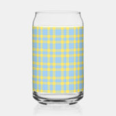 Blauw Geel Geruit Patroon Blikvorm Glas (Achterkant)
