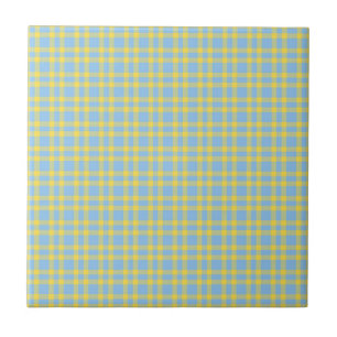 Blauw Geel Geruit Patroon Tegeltje