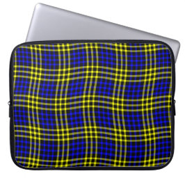 Blauw Geel Geruit Schakelaar Naadloos Patroon Laptop Sleeve