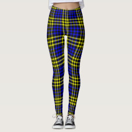Blauw Geel Geruit Schakelaar Naadloos Patroon Leggings