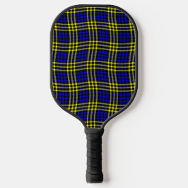 Blauw Geel Geruit Schakering Naadloos Patroon Pickleball Paddle