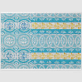  blauw geel gestreept bloemmotief tissuepapier (Voorkant)