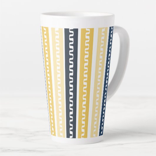 Blauw & Geel Gestreept Latte Mok (Rechterhoek)