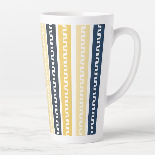 Blauw & Geel Gestreept Latte Mok (Rechts)