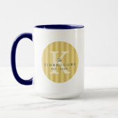 Blauw Geel Gestreepte Cirkel Aangepaste Familie Mo Mok (Links)