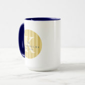 Blauw Geel Gestreepte Cirkel Aangepaste Familie Mo Mok (Voorkant links)