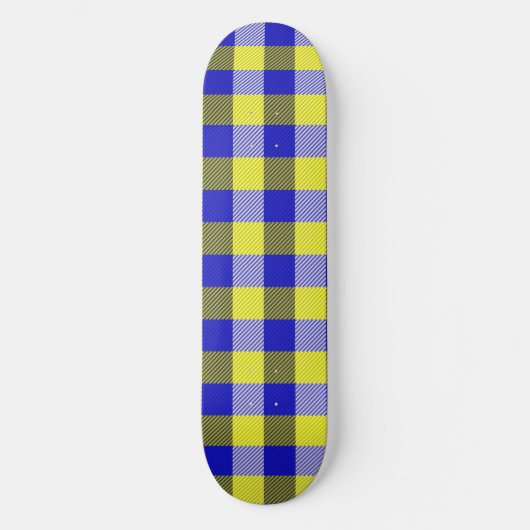 Blauw Geel Gingham Rut Motief Persoonlijk Skateboard (Voorkant)