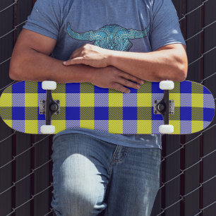 Blauw Geel Gingham Rut Motief Persoonlijk Skateboard
