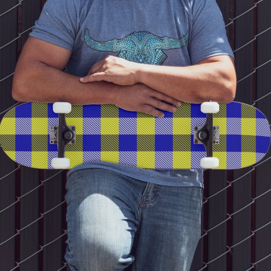 Blauw Geel Gingham Rut Motief  Persoonlijk Skateboard