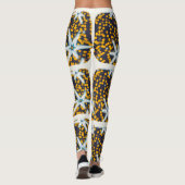 Blauw geel glanzende kerststerren leggings (Achterkant)