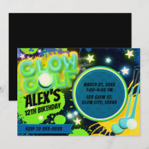 Blauw Geel Gloeiende Golf Verjaardagsfeest