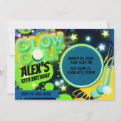 Blauw Geel Glow Golf Glowing Verjaardagsfeest Kaart (Voorkant)