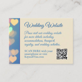 Blauw & Geel Glowing Hearts Bruiloft Informatiekaartje