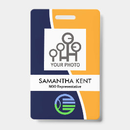 Blauw Geel Golf Foto Sjabloon Personeels ID Badge