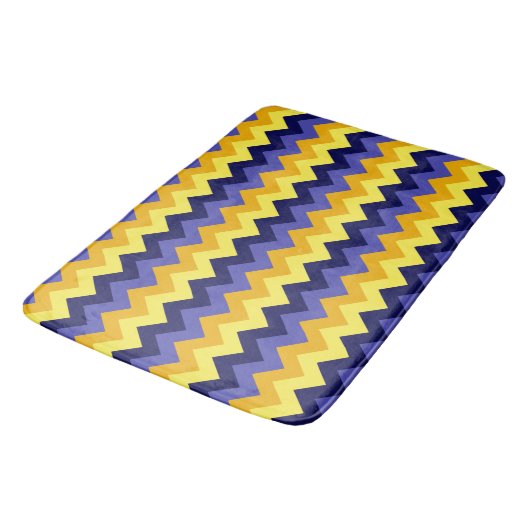 Blauw Geel Goud Chevrons Grote Badmat (Gekanteld)