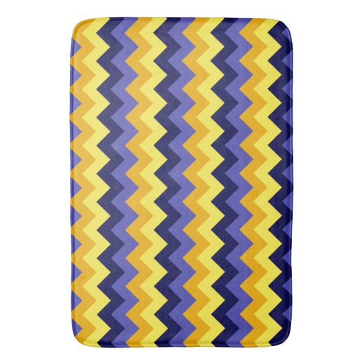 Blauw Geel Goud Chevrons Grote Badmat (Voorkant Verticaal)