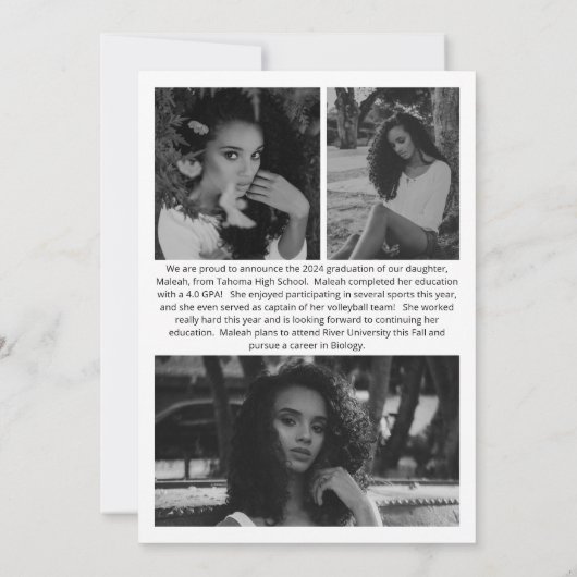 Blauw Geel Goud Elegant Boog Foto Afstuderen Aankondiging (Achterkant)