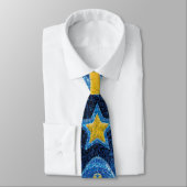 Blauw & Geel Goud Glitter Football Fan Sport Team Stropdas (Gebonden)