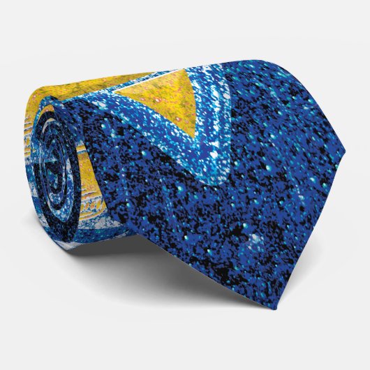 Blauw & Geel Goud Glitter Football Fan Sport Team Stropdas (Opgerold)