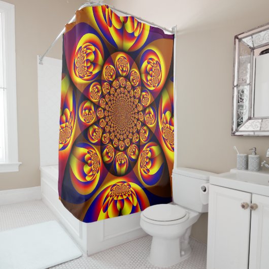 Blauw, Geel, Goud Mini Sferen Douchegordijn (In situ)