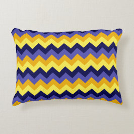 Blauw Geel Gouden Chevrons Accent Kussen