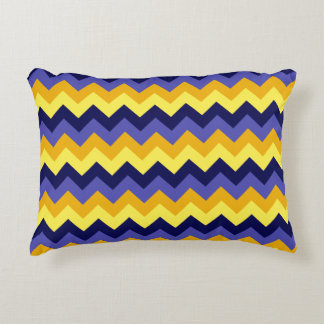 Blauw Geel Gouden Chevrons Accent Kussen