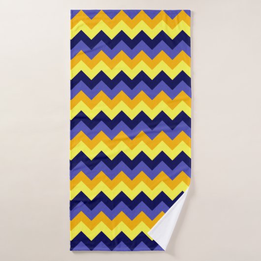 Blauw Geel Gouden Chevrons Badhanddoek (Badhanddoek)