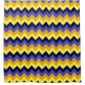Blauw Geel Gouden Chevrons Douchegordijn (Voorkant)