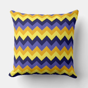 Blauw Geel Gouden Chevrons Groot Sierkussen