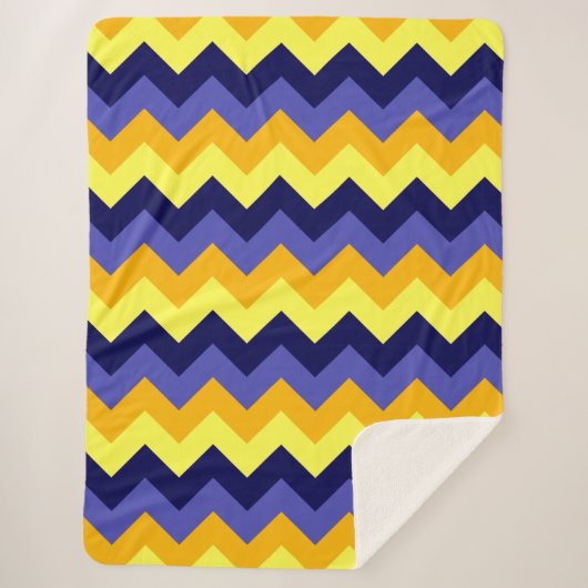 Blauw Geel Gouden Chevrons Grote Sherpa Deken (Voorkant)