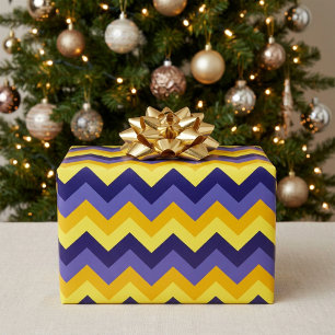 Blauw Geel Gouden Chevrons Inpakpapier