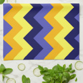Blauw Geel Gouden Chevrons Keukenhanddoek (Gevouwen)