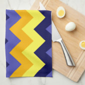 Blauw Geel Gouden Chevrons Keukenhanddoek (Quarter Fold)