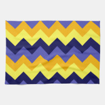 Blauw Geel Gouden Chevrons Keukenhanddoek