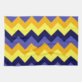 Blauw Geel Gouden Chevrons Keukenhanddoek