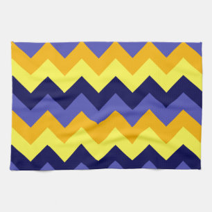 Blauw Geel Gouden Chevrons Keukenhanddoek