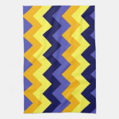 Blauw Geel Gouden Chevrons Keukenhanddoek (Verticaal)