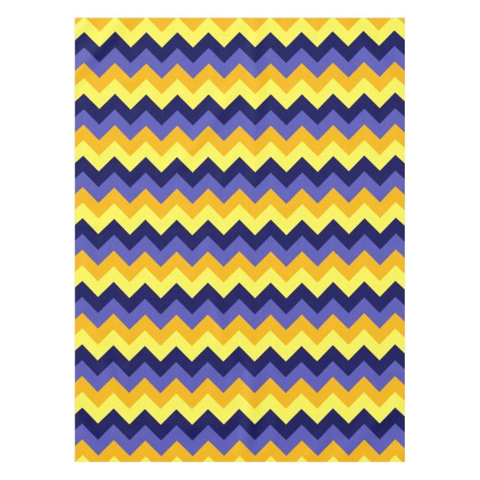 Blauw Geel Gouden Chevrons Klein Tafelkleed (Voorkant)