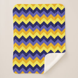 Blauw Geel Gouden Chevrons Kleine Sherpa Deken