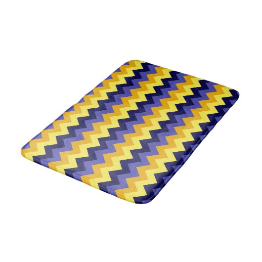 Blauw Geel Gouden Chevrons Medium Badmat (Gekanteld)